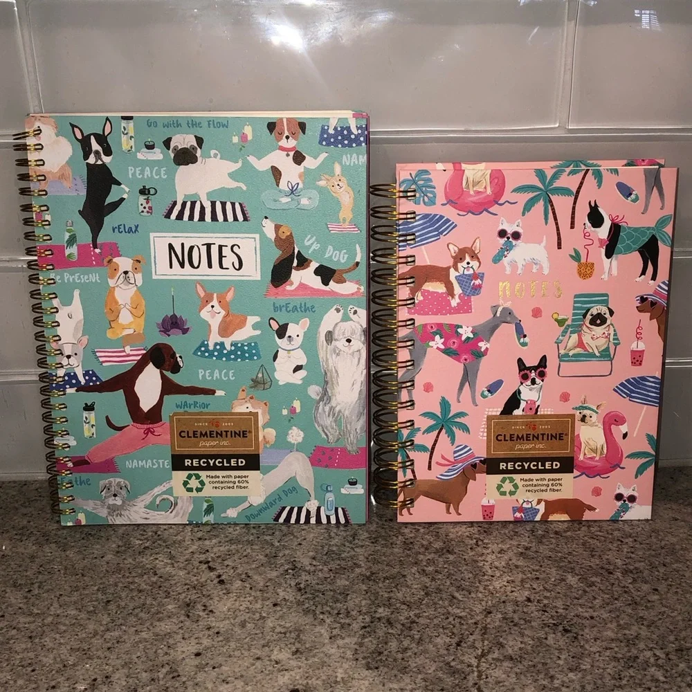 ✨NWT✨ Clementine Paper Spiral Notebook Journal Notebook Set of 2 Dog Print Theme - Picture 1 of 15